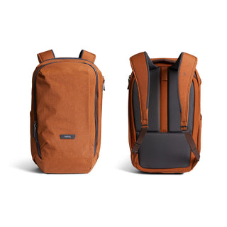 Bellroy Transit Workpack 20L (Second Edition) in rust color showing front and padded back straps