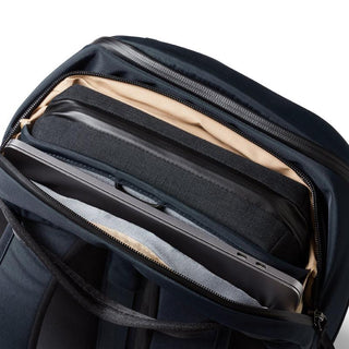 Bellroy Transit Workpack 20L (Second Edition) with padded laptop compartment and navy recycled fabric exterior