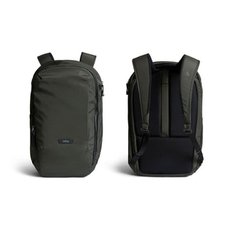 Bellroy Transit Workpack 20L (Second Edition) in dark green with sleek, recycled fabric and padded back panel