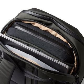 Bellroy Transit Workpack 20L (Second Edition) charcoal backpack featuring padded laptop compartment and durable recycled fabrics