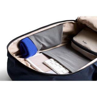 Bellroy Transit Workpack 26L open interior showing organized compartments with laptop and accessories