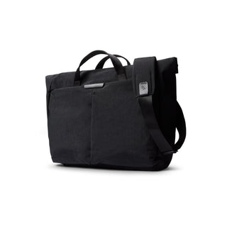 Bellroy Tokyo Messenger Bag 16" in black recycled fabric with adjustable shoulder strap and top handles