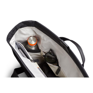 Bellroy Tokyo Messenger Bag 16 with organized interior pockets and light fabric lining visible from above