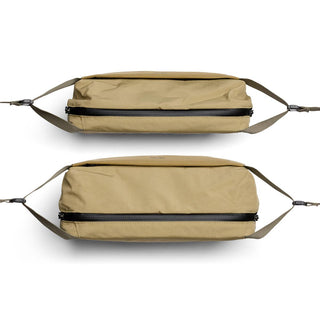 Bellroy Venture Sling 10L - Camera Edition tan recycled fabric crossbody bag with black zipper detail