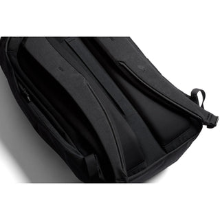 Bellroy Venture Ready Pack 20L showing padded black straps and recycled fabric construction details