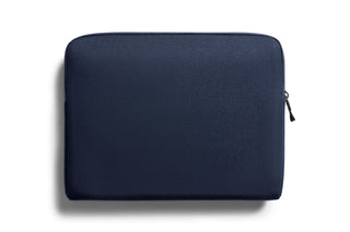 Bellroy Laptop Caddy 16 inch in navy blue with smooth recycled fabric and zipper closure