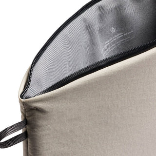 Bellroy Lite Laptop Sleeve 14" close-up of beige recycled fabric and cushioned interior lining