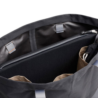 Bellroy Lite Laptop Sleeve 14" in black fabric inside tote bag with padded sides and zipper closure