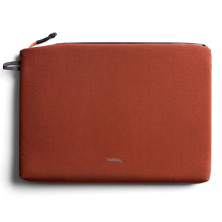 Bellroy Lite Laptop Sleeve 14" in rust fabric with textured recycled PET material and top zipper closure