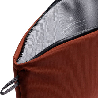 Bellroy Lite Laptop Sleeve 14" in rust fabric with black zipper and soft liner interior lining