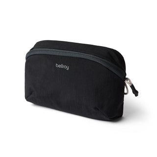 Bellroy Lite Packing Pouch 2L in black recycled nylon fabric with curved top zipper detail