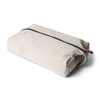 Bellroy Lite Packing Caddy 10L in beige with black zipper made from recycled nylon fabric