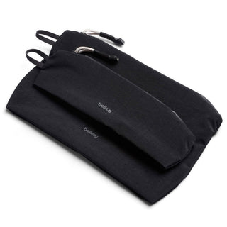 Bellroy Lite Pouch Duo black recycled nylon fabric with zipper pulls and compact design