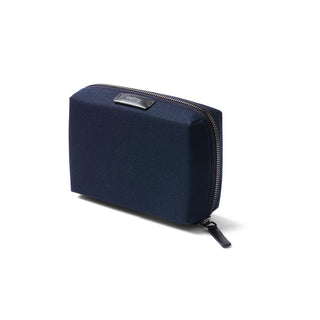 Bellroy Tech Kit Compact in navy recycled fabric with sturdy zipper and compact rectangular shape