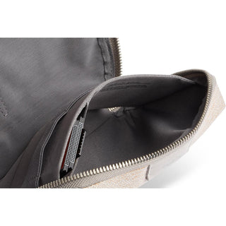 Bellroy Tech Kit Compact showing durable recycled fabric interior and organized zippered compartment