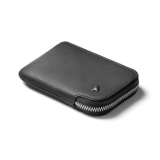 Bellroy Card Pocket in black leather with zipper closure and compact slim profile for cards storage