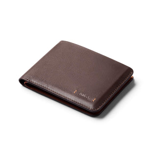 Bellroy Hide & Seek LO Premium brown leather wallet with textured surface and subtle logo detail