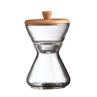 Chemex Cream and Sugar Set clear borosilicate glass jar with natural wood lid shown against white background