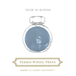Dusk in Bloom | 85ml Ink | Ferris Wheel Press bottle with soft blue ink and vintage label design