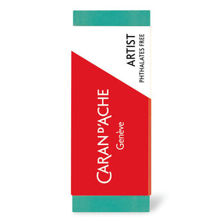 Caran d’Ache Artist Eraser - Soft with red and white sleeve and teal paper ends, phthalate free design