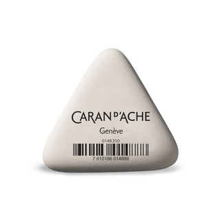 Caran d’Ache School Pencil Eraser in triangular shape with smooth white surface and printed logo