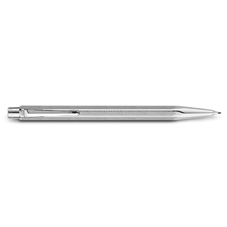 Caran d'Ache Ecridor Retro Mechanical Pencil with hexagonal engraved palladium finish body angled left
