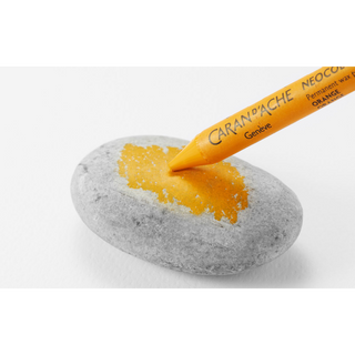 Caran d'Ache Neocolor I Water-Resistant Wax Pastel - Box of 10 Metallic, drawing on stone