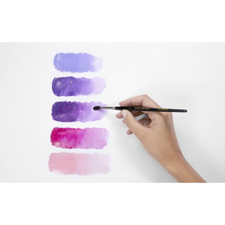 Caran d'Ache Neocolor II Water-Soluble Wax Pastel showing purple to pink color blending with paintbrush