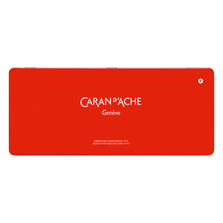 Caran d'Ache Neocolor II Water-Soluble Wax Pastel metal tin in bright red with white logo text