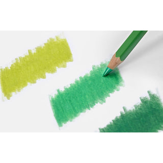 Caran d'Ache Pablo Colour Pencil in green with smooth, vibrant waxy texture on white paper surface