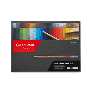 Caran d'Ache Pastel Colour Pencil Assortment with 40 smooth, vibrant pastel pencils in wooden box