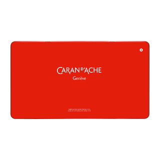 Caran d'Ache Supracolor Aquarelle Colour Pencil red metal tin case with white logo and smooth finish