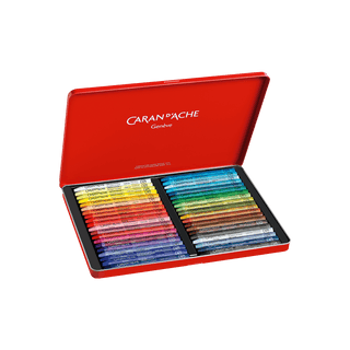 Caran d'Ache Neocolor I Water-Resistant Wax Pastel set with vibrant pastel sticks in metal case