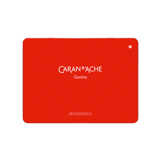Caran d'Ache Neocolor II Water-Soluble Wax Pastel bright red metal tin case closed view