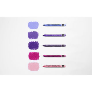 Caran d'Ache Neocolor II Water-Soluble Wax Pastel set with blue, purple, magenta, and pink shades displayed horizontally
