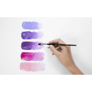 Caran d'Ache Neocolor II Water-Soluble Wax Pastel blending vibrant purple and pink shades with a brush
