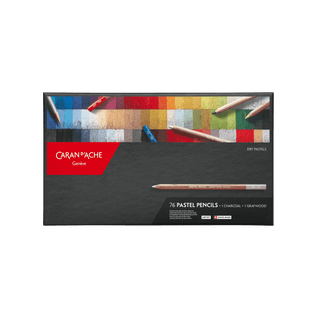 Caran d’Ache Pastel Colour Pencil Assortment set with vibrant wood-cased pastel pencils and color swatches