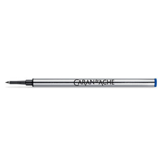Caran d'Ache Rollerball Pen Fine Tip Refill with steel tip and blue ink visible on cartridge end