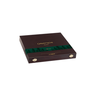 Caran d'Ache Pablo Colour Pencil - Wooden Box Set of 120 closed dark wooden case with gold logo lettering