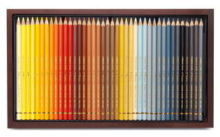 Caran d'Ache Pablo Colour Pencil - Wooden Box Set of 120 with vibrant arranged colors in wooden case