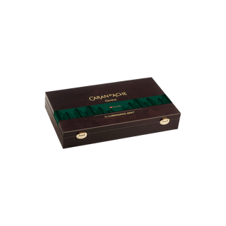 Caran d'Ache Luminance 6901 Colour Pencil wooden box set with secure gold clasps and dark finish