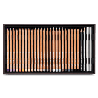 Caran d'Ache Luminance 6901 Colour Pencil - Wooden Box Set of 76 with natural wood casing and assorted shades