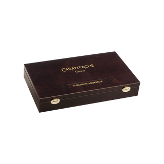 Caran d'Ache Museum Aquarelle Colour Pencil - Wooden Box Set of 76 closed with gold embossed logo