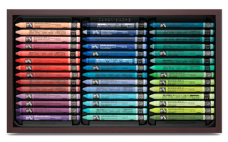 Caran d'Ache Neocolor II Water-Soluble Wax Pastel - Wooden Box Set of 84 vibrant colors arranged by tone