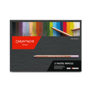 Caran d’Ache Pastel Colour Pencil Assortment displaying colorful pastel strokes on textured black paper