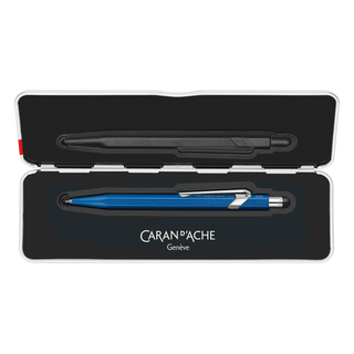 Caran d'Ache 844 Colormat - X Mechanical Pencil with blue hexagonal aluminum body in tin giftbox