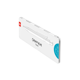 Caran d'Ache 844 Colormat - X Mechanical Pencil with Tin Giftbox showing white metal case with printed pencil outline