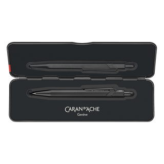 Caran d'Ache 844 Premium Mechanical Pencil with hexagonal black aluminum body in protective case