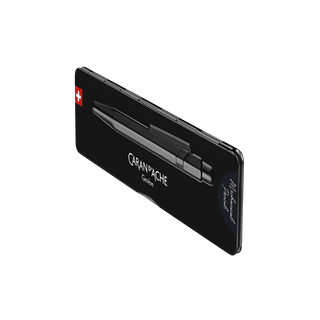 Caran d'Ache 844 Premium Mechanical Pencil in sleek black aluminum with clip in slim metal case