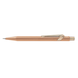 Caran d'Ache 844 Premium Mechanical Pencil with hexagonal rose gold aluminium body and metal clip